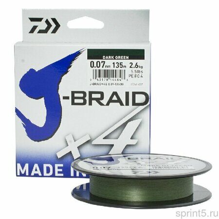 Шнур DAIWA J-Braid X4 green (0,10 мм, 135 м)